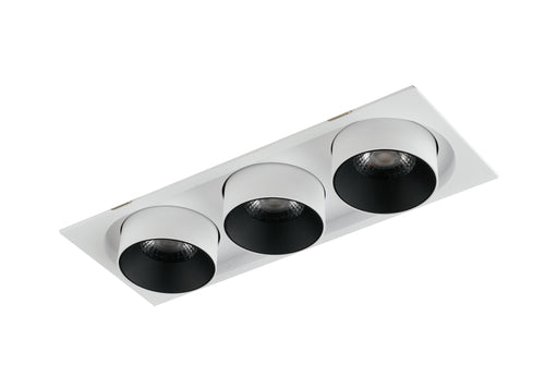 Lampada da incasso orientabile bianco e interno nero LED COB 4000K3x30W