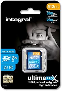 Integral 512GB UHS-II SD Card V90 Up to 300MB/s Read and 280MB/s Write Speed SDXC Professional High Speed Memory Card