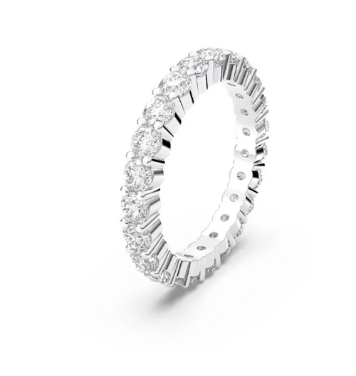 SWAROVSKI - Anello Vittore XL Taglio tondo, Bianco, Placcato rodio