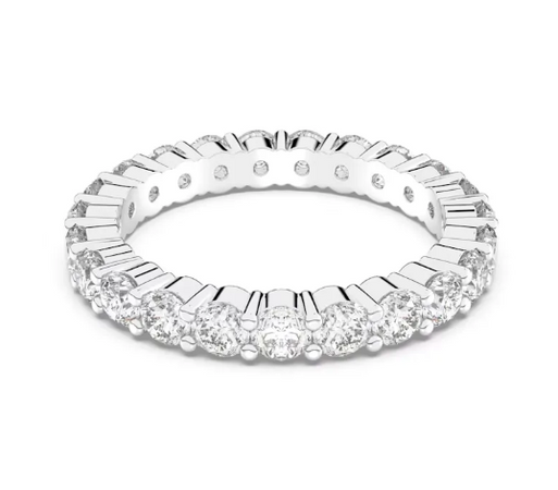 SWAROVSKI - Anello Vittore XL Taglio tondo, Bianco, Placcato rodio