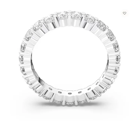 SWAROVSKI - Anello Vittore XL Taglio tondo, Bianco, Placcato rodio