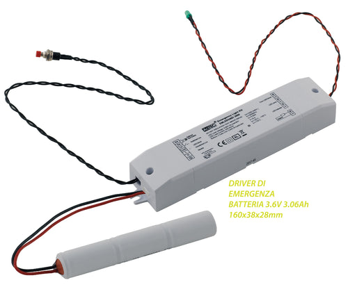 Driver alimentatore di emergenza 6-60V 400-40 mA batteria 3,6V 3,0Ah Ni-Cd/Ni_MH