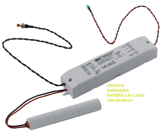 Driver alimentatore di emergenza 6-60V 400-40 mA batteria 3,6V 3,0Ah Ni-Cd/Ni_MH
