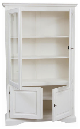 Biscottini Vetrina Country Biscottini in legno tiglio bianco anticato 120x37x197 Made in