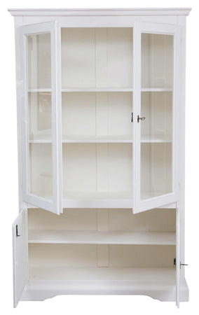 Biscottini Vetrina Country Biscottini in legno tiglio bianco anticato 120x37x197 Made in