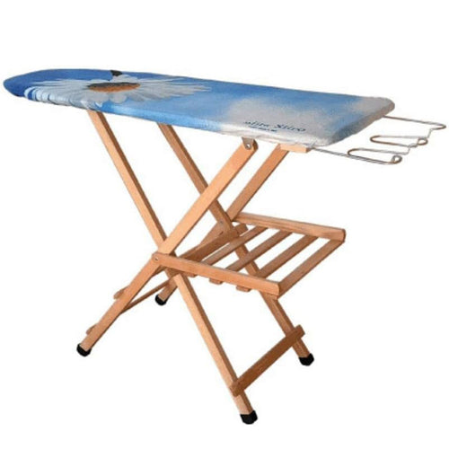 Asse da stiro 114 x 37 cm con telaio in faggio e poggiaferro in ferro con portata max 4 kg
