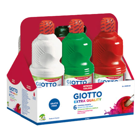 Schoolpack 6 Flaconi Tempera Pronta 1000Ml Assortita Giotto