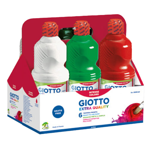 Schoolpack 6 Flaconi Tempera Pronta 1000Ml Assortita Giotto