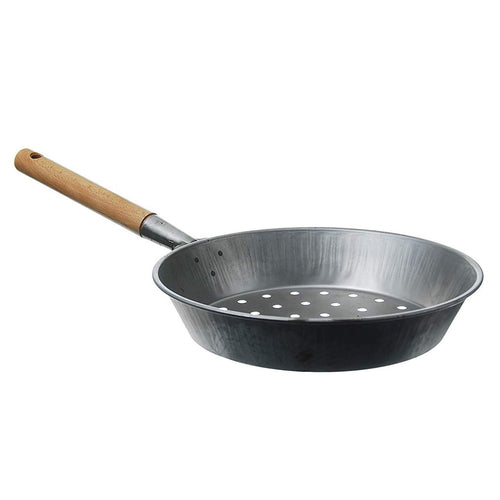 PADELLA BUCATA PER CASTAGNE Ø 26 CM CON MANICO IN LEGNO PER FORNELLO A GAS