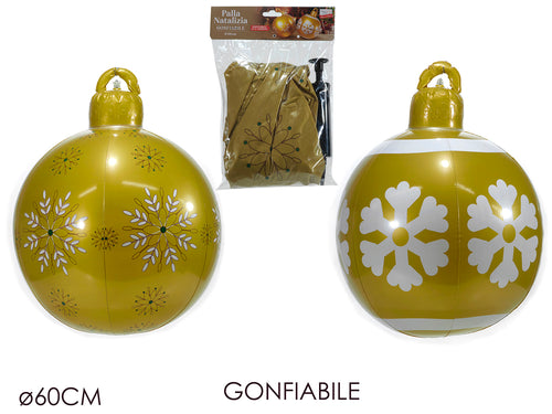 Palla Natalizia Gonfiabile Ø60cm Oro 2 Assortimenti