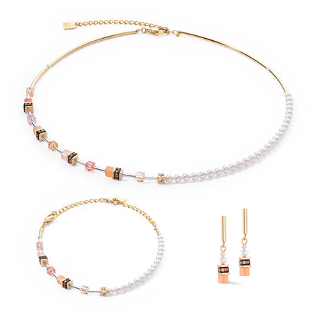 Coeur de Lion - Orecchini GeoCUBE Mini Fusion Pearls Apricot Crush