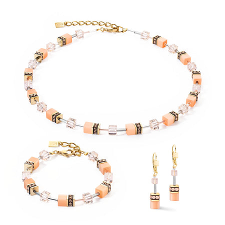 Coeur de Lion - Orecchini GeoCUBE Iconic Mono Oro Apricot Crush