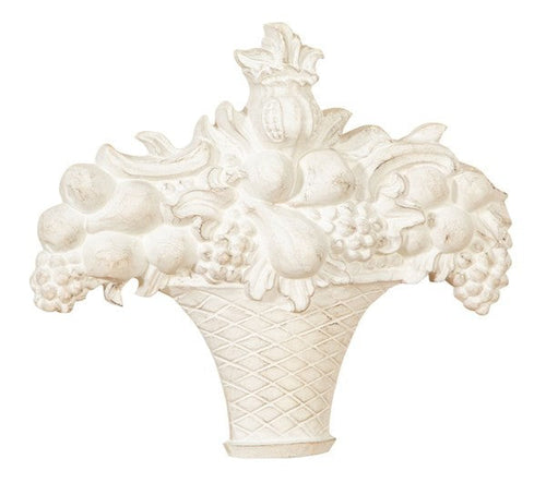 Biscottini FREGIO CESTO FRUTTA IN LEGNO FINITURA BIANCO ANTICATO MADE IN ITALY realizzato