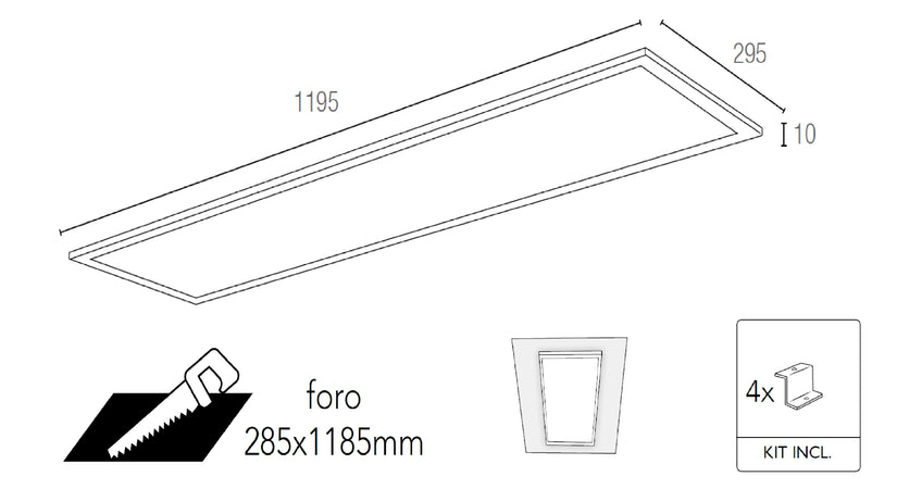 Pannello led PANEL in alluminio bianco 30x120 cm dimmerabile e cambio colore con telecomando