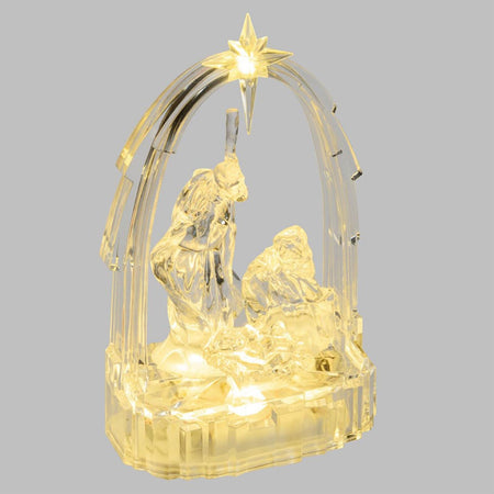 Natività presepe a led in acrilico trasparente decorazione natalizia luce calda