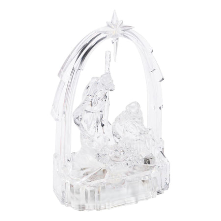 Natività presepe a led in acrilico trasparente decorazione natalizia luce calda