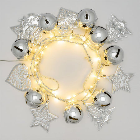 Luci di natale catena con Micro Led e filo e decori in metallo a batteria per interno