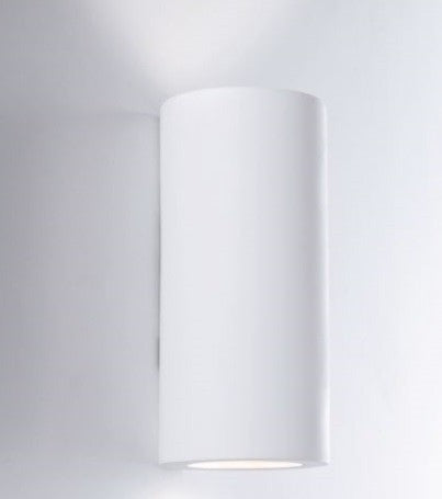 Applique tondo bianco a parete in gesso cm 24h x 12 dm verniciabile 2xGU10 max 35W