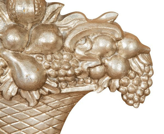 Biscottini FREGIO CESTO FRUTTA IN LEGNO FINITURA ARGENTO ANTICATO MADE IN ITALY realizzato