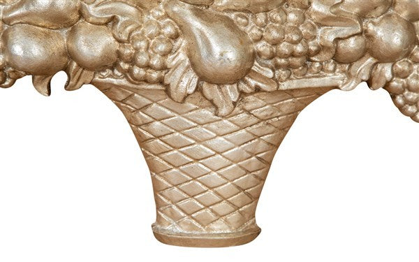 Biscottini FREGIO CESTO FRUTTA IN LEGNO FINITURA ARGENTO ANTICATO MADE IN ITALY realizzato