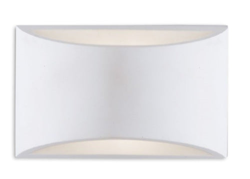 Applique rettangolare bianco MODERNO a parete in gesso cm 11,5h x 19,9 verniciabile 2xG9 max 28W