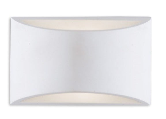 Applique rettangolare bianco MODERNO a parete in gesso cm 11,5h x 19,9 verniciabile 2xG9 max 28W