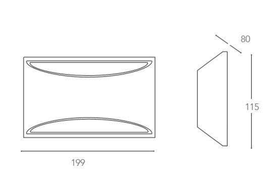 Applique rettangolare bianco MODERNO a parete in gesso cm 11,5h x 19,9 verniciabile 2xG9 max 28W