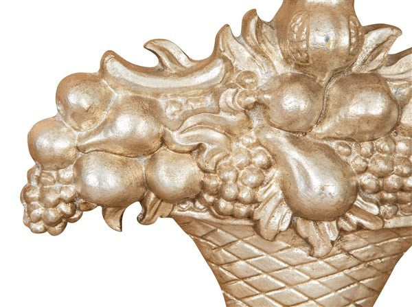Biscottini FREGIO CESTO FRUTTA IN LEGNO FINITURA ARGENTO ANTICATO MADE IN ITALY realizzato