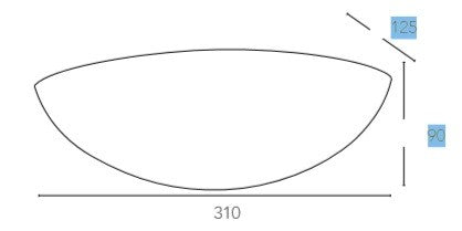Applique semi tondo bianco moderno a parete 12H X 25L cm in gesso 1xE27 max 42W