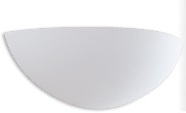 Applique semi tondo bianco moderno a parete 9H x 31L cm in gesso 1xE27 max 42W