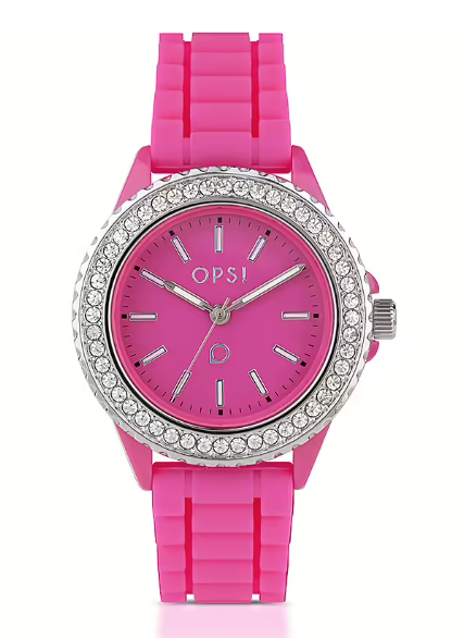 Ops Object - Orologio BRILLIANT con cinturino in silicone fucsia