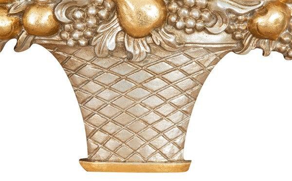 Biscottini FREGIO CESTO FRUTTA IN LEGNO FINITURA ARGENTO E ORO MADE IN ITALY realizzato