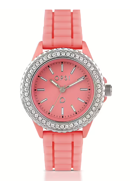 Ops Object - Orologio BRILLIANT con cinturino in silicone rosa