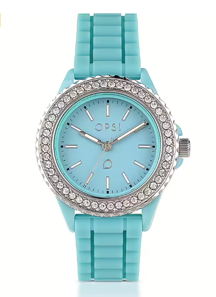 Ops Object - Orologio BRILLIANT con cinturino in silicone azzurro