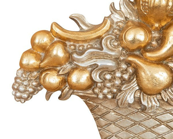 Biscottini FREGIO CESTO FRUTTA IN LEGNO FINITURA ARGENTO E ORO MADE IN ITALY realizzato