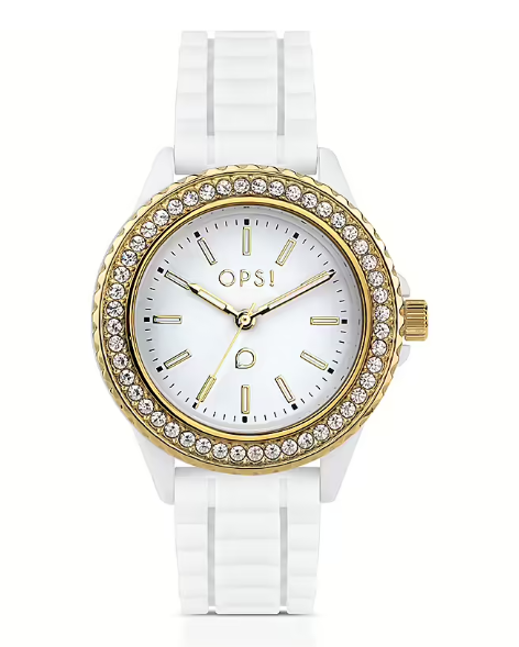 Ops Object - Orologio BRILLIANT con cinturino in silicone bianco