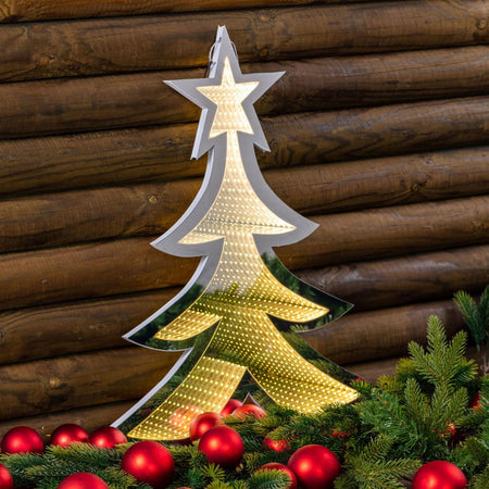 Albero di natale effetto specchio a led h 60 cm decorazioni natalizie da interno