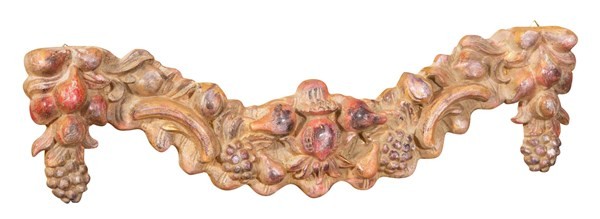 Biscottini Biscottini Sopraporta Fregio Legno Policromo Anticato 80x7x20 Decorazione Parete