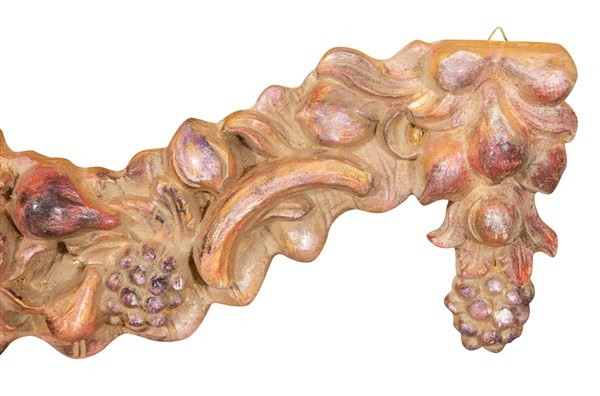 Biscottini Biscottini Sopraporta Fregio Legno Policromo Anticato 80x7x20 Decorazione Parete