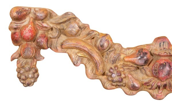 Biscottini Biscottini Sopraporta Fregio Legno Policromo Anticato 80x7x20 Decorazione Parete