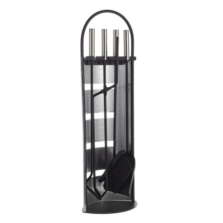 SET ACCESSORI 5 PZ GRUPPO CAMINO PER STUFA A LEGNA ACCAIO INOX CON PALETTA SCOPA E PINZA