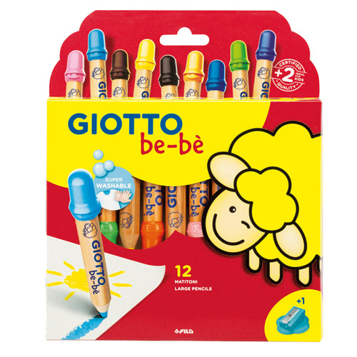 Astuccio 12 Supermatitoni Lavabili C/Temperino Giotto Bebe'