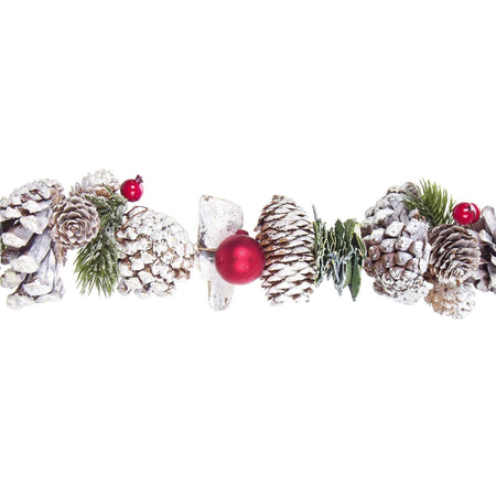 Ghirlanda natalizia 150 cm festone neige decorazione realistica con pigne