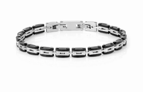 NOMINATION - BRACCIALE DA UOMO STRONG NERO E ACCIAIO
