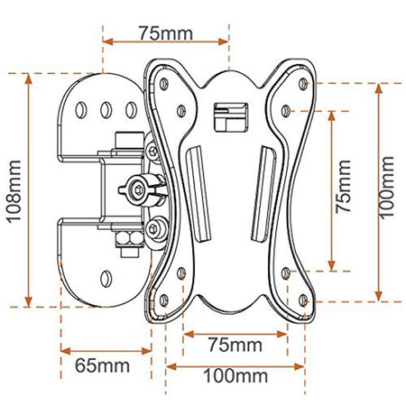 Mensola staffa porta tv 13/28" orientabile nero 451054 supporto da parete metronic a muro