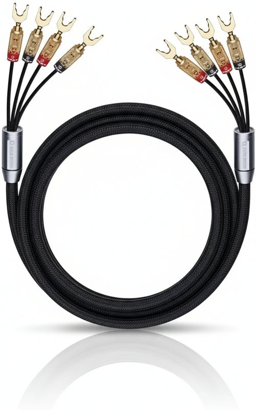 Oehlbach XXL Fusion Four - Set stereo con cavo bi-wiring di alta qualit per altoparlanti con connettore a capocorda - Made in Germany - 1 coppia, 2 x 2m - nero