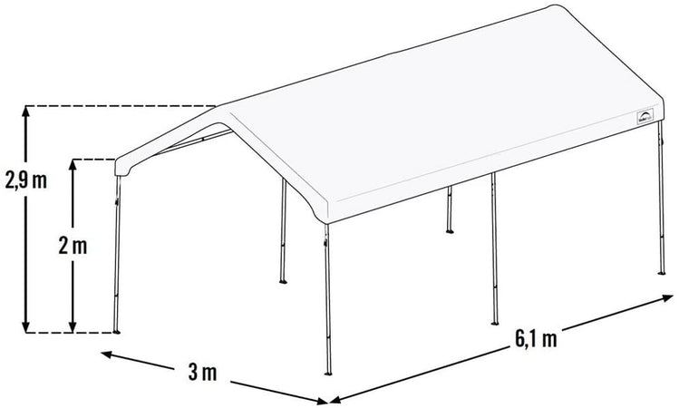 Gazebo per auto "Carport" con pali in acciaio 3 x 6 mt garage da giardino