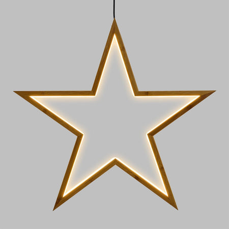 Stella sospesa in legno a led ø 55 cm decorazioni natalizie da interno luce calda