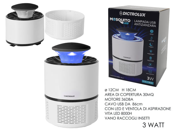 Lampada anti - zanzare Led 3W con USB
