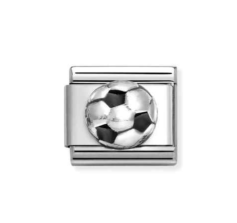 NOMINATION -   LINK COMPOSABLE CLASSIC PALLA DA CALCIO CON SMALTO NERO